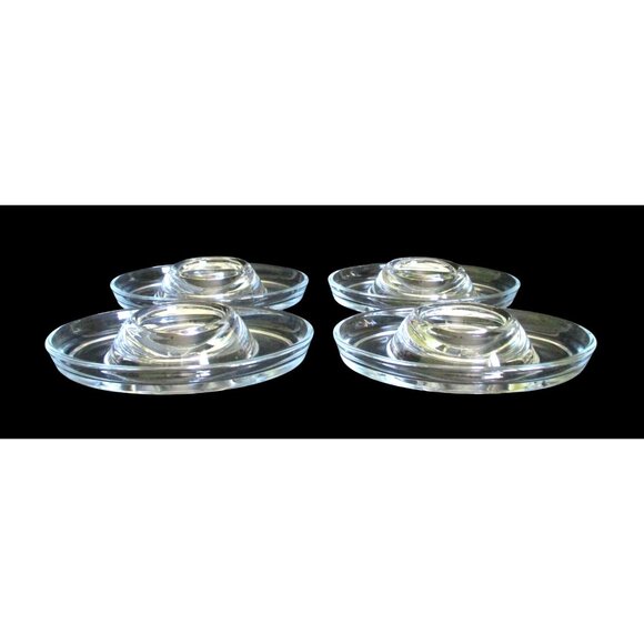 Set Of 4 Clear Glass Stackable Egg Cups With Oval Saucer - Picture 2 of 6